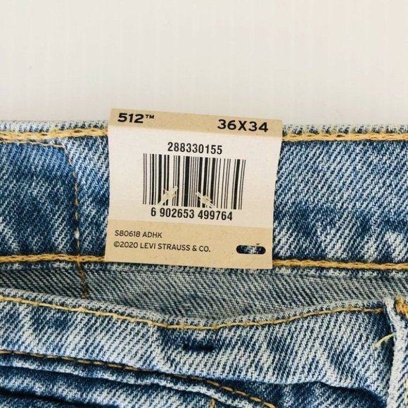 Levi's 512 Slim Taper BNWT Men's Jeans Light Wash Denim Size Waist 36 Length 34. - Picture 7 of 12